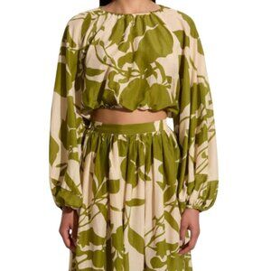 NWT Faithfull The Brand Pereira Green Floral Balloon Sleeve Top - US 2 / XS